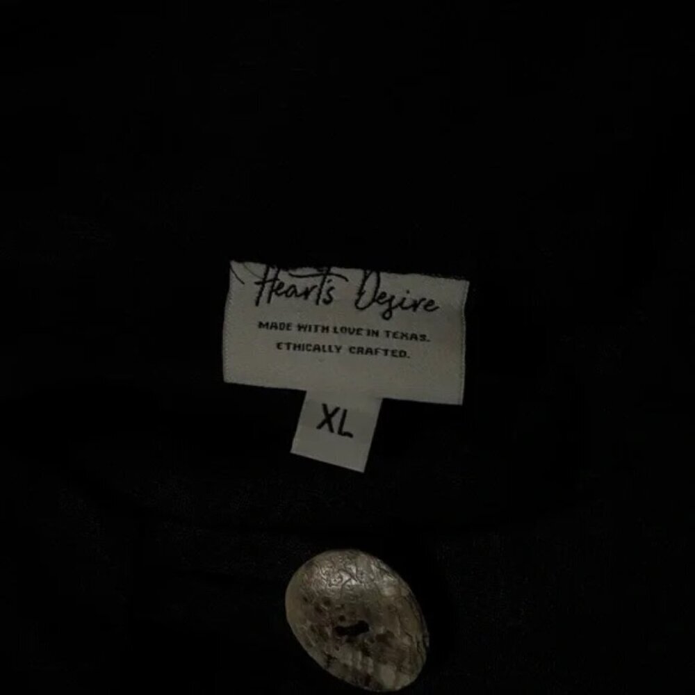 HEART DESIRE Robin 100% Linen Black Long Sleeve Blouse in XL - Picture 7 of 9